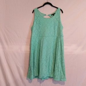 Turquoise Sleeveles Lace Dress